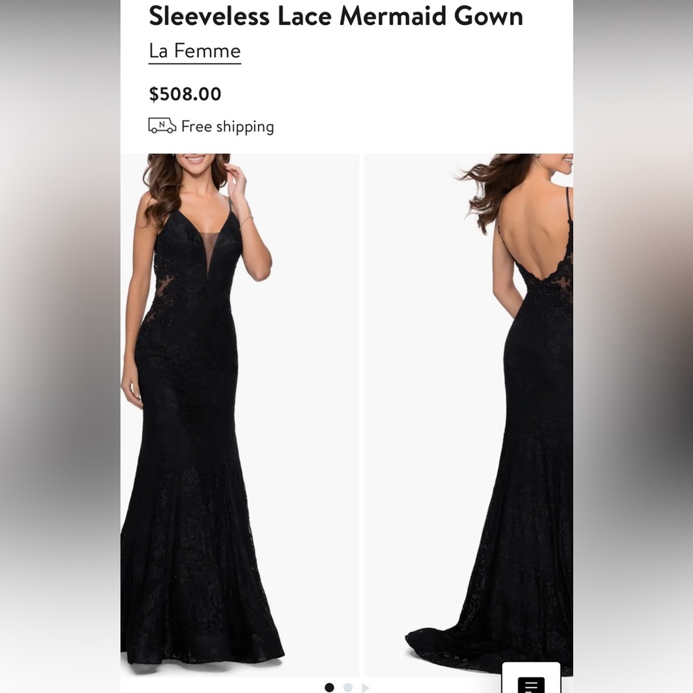La Femme Sleeveless Lace Mermaid Gown with Jewelry